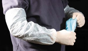 Arm Guards, Elastic Wrist And Elbow, 1 Mil, 18“, White, Satin Poly - Cpe, 1000 Pairs Per Case