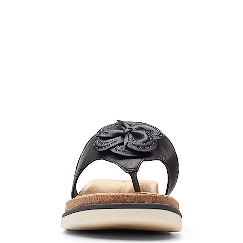 Clarks Women's Brynn Style Flat Sandal, Black Leather, 11 Medium US