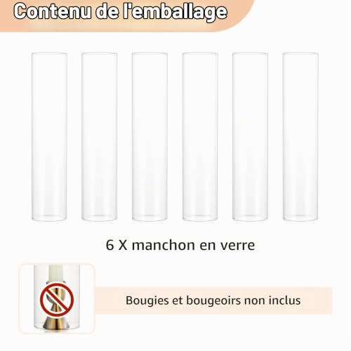 NUPTIO Bougeoir à Bougie en Verre: 30cm x 6.5cm Cheminée Cylindrique – vue 6