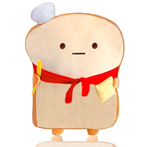 MDXMY Toast Plush Funny Toast Sliced Bread Pillow Bread Stuffed Animal Toy Soft Plush Hugging Pillow with Red Scarf (Toast)