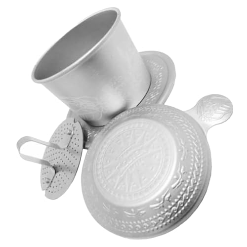 Tofficu Gotero de Café Vietnamita de Aluminio Compacto Diseño Vintage y Patrón Único, Filtro Reutilizable para Viaje y Camping, Accesorio para Goteo Manual, Obsequio para Amantes del Café