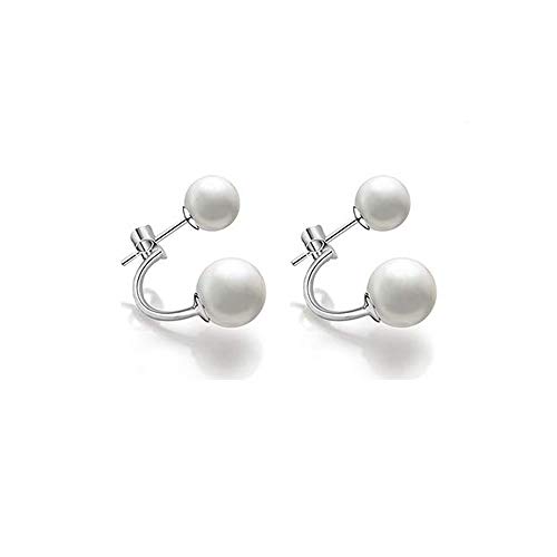 CHOP MALL Double Side Simulated Pearl Ball Stud Earrings Drop Dangle Earrings for Women Ear Jacket 6mm & 10mm Pearl Earrings