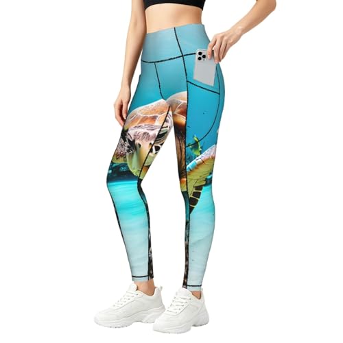 Leggings de yoga para mujer con control de abdomen, cintura alta y bolsillos laterales
