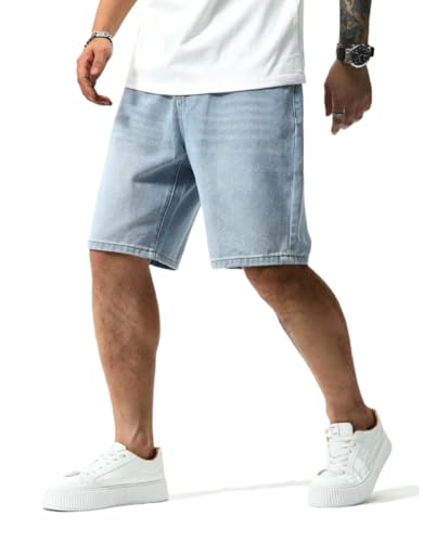 LuminBlaze Herren Baggy Jeans Shorts – Weit Geschnittene Denim Jorts im Vintage Y2K Streetwear Stil – Lockerer Hip-Hop Look für Freizeit & Alltag