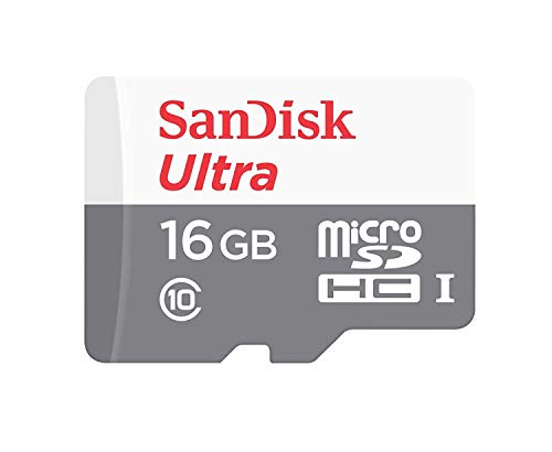Tarjeta de Memoria SanDisk Ultra Android microSDHC de 16 GB con hasta 80 MB/s y Class 10, Rojo Lata (SDSQUNS-016G-GN3MN)