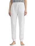 Weintee Women's Cotton Jersey Pocket Joggers L White