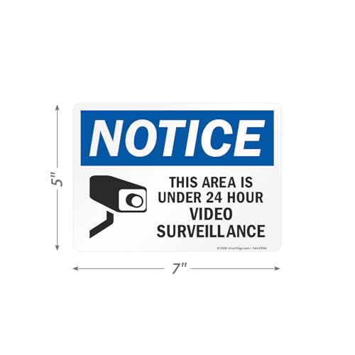image for SmartSign (Pack of 4) 5 x7 inch “Notice - This Area Is Under 24 Hour