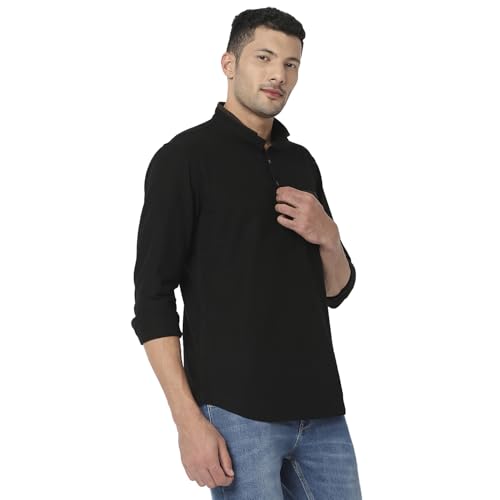 Image of Spykar Men's Regular Fit N /A Full Sleeve Solid Casual Shirts