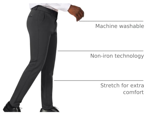 Image of Plaid&Plain Men's Stretch Dress Pants Slim Fit Skinny Suit Pants