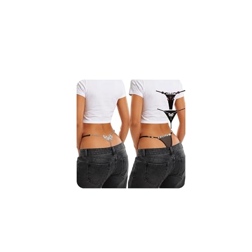 Image of Chain Thong Underwear for Women, Adjustable Rhinestone Panties