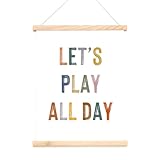 ZEARPT Let's Play All Day Poster, Modern Neutral Kids Decor, Boho Nursery, Play All Day Wall Hanging, Kids Decor, Let's Play Sign Playroom Posters, Without Magnetic -12x16 Inches (LET'S PLAY)