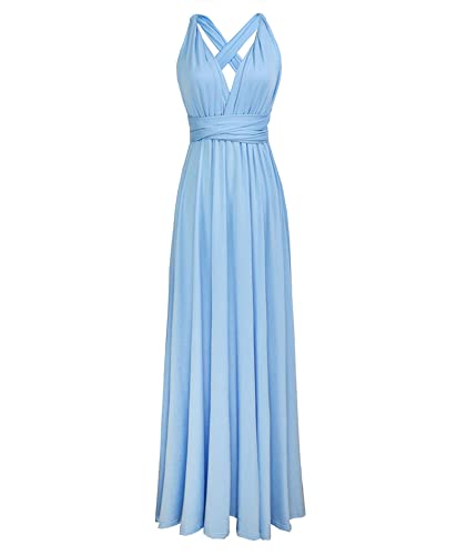 Image of Sexyshine Women's Backless Gown Dress Convertible Multi-Way Wrap Halter Cocktail Dress Bandage Bridesmaid Long Dresses