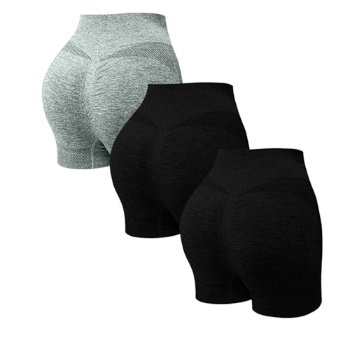 2 Pack Mallas Cortas Mujer Push Up Pantalones Cortos Deportes Cintura Alta Antirozaduras Pantalon Corto Deportivos Anticeluliticos Leggins Shorts Running Yoga Elásticos Short Gimnasio Fitness Ciclista