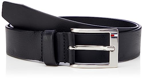 Tommy Hilfiger Uomo Cintura New Aly Belt Cintura in Pelle, Nero (Black), 80 cm