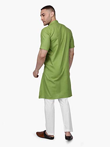 Image of Rajubhai Hargovindas Men's Premium Cotton Half Sleeve Solid Kurta