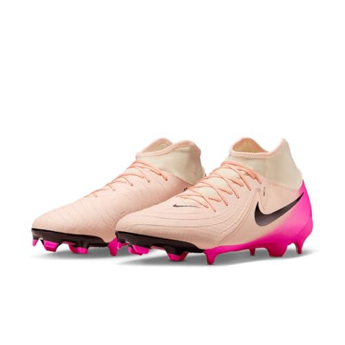 Nike Phantom Luna 2 Academy MG High-Top Soccer Cleats (FD6725-800, Crimson Tint/Pink Blast/Black) Size 5.5