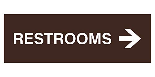 Signs ByLITA Basic Restrooms Right Arrow Directional Sign - Durable Material | Strong Adhesive Tape (Dark Brown) - Large (1 Pack)