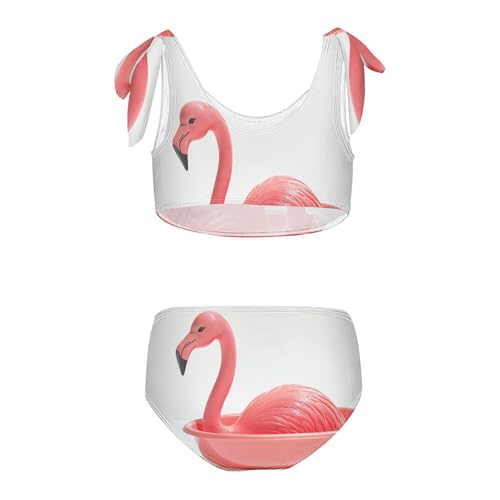 Cartoon Flamingo in Tub Girls Bikini Sets 2 Piece Swimsuits Bathing Suit Swimwear2