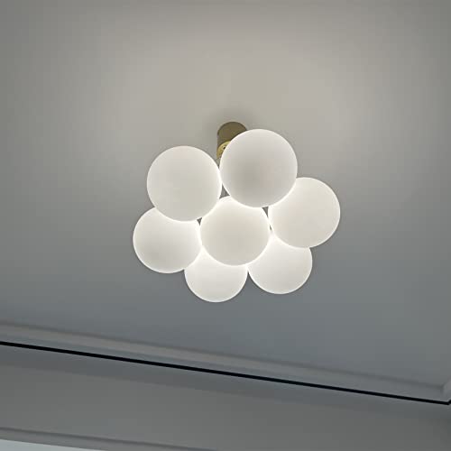 Lustre moderne à 7 globes solution éclairage sans éblouissement doré