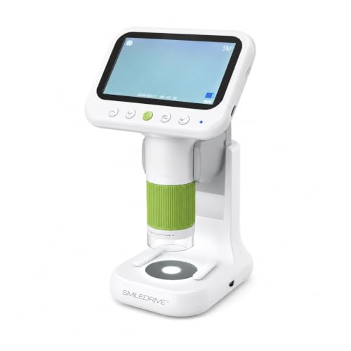 Image of SMILEDRIVE Digital Microscope with 1000X Magnification | 4.3 Inch Screen | USB PC Connectivity | 8 Led lights & 1 backlight | HD Photo & Video Recording | Handheld & Rechargeable | Dual light sources