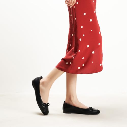 Image of C.Paravano Ballet Flats | Square Toe Shoes | Bow Slip Ons | Ballet Shoes for Women | Dressy Flats for Women