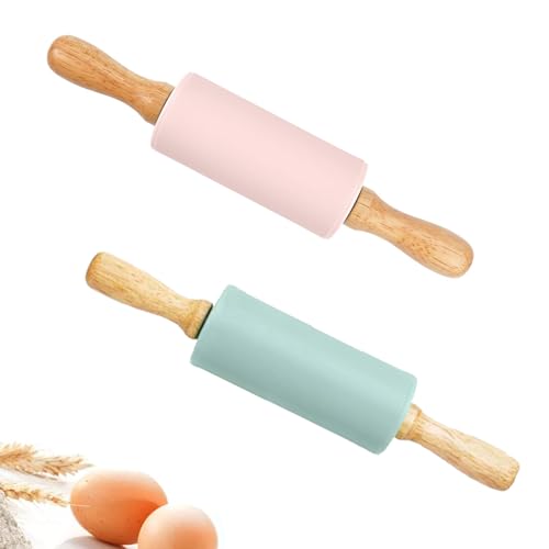 2 Pièces Rouleau à Pâtisserie Rouleau Pâte en Silicone Rouleau Patisserie Antiadhésif pour Pizza Pâte Biscuits Enfants Gâteau Tarte