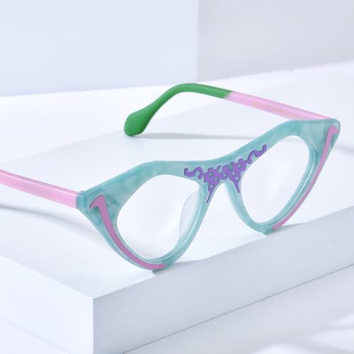 Image of HEPIDEM Multicolor Acetate Glasses Frame Women Cat Eye Eyeglasses Men Optical Spectacles 9291