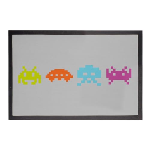 Paillasson retro gaming 8 bits Pixel Invaders gris 75x50 - 2