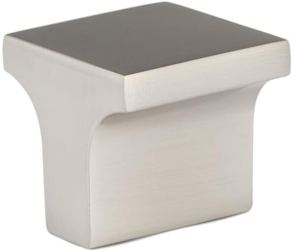 1 Inch (25.4mm) Modern Square Knob, Premium Kitchen Cabinet Hardware Knobs. 23mm Projection, Decorative Knobs. (10, Satin Nickel)