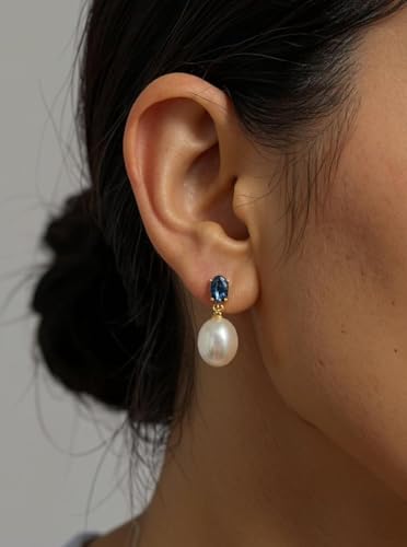 Pearl Drop Earrings Cubic Zirconia Stone Pearl Stud Earrings for Prom, Bridesmaids, Birthday Women Jewelry3