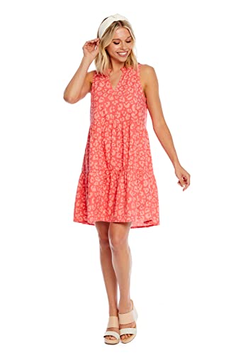Mud Pie Baby Girls Women's Mud Pie Brekke Women S Sleeveless Tiered Dress, Coral, Medium Us #TOP3