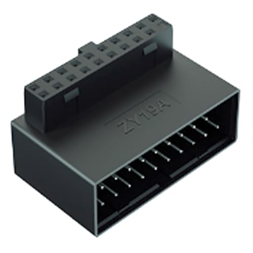 WLGQ Adaptador de extensión USB 3.0 en ángulo recto de 90 grados, 19/20 pines macho a hembra, conector de placa base para gestión optimizada de cables y montaje de PC sin esfuerzo (A)