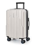 BAGSMART Carry On Luggage 22x14x9 Airline Approved, 1OO% PC Hardside Expandable Luggage with TSA Lock, 20 Inch Travel Suitcase with Spinner Wheels,Beige