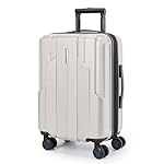 BAGSMART Carry On Luggage 22x14x9 Airline Approved, 1OO% PC Hardside Expandable Luggage with TSA Lock, 20 Inch Travel Suitcase with Spinner Wheels,Beige
