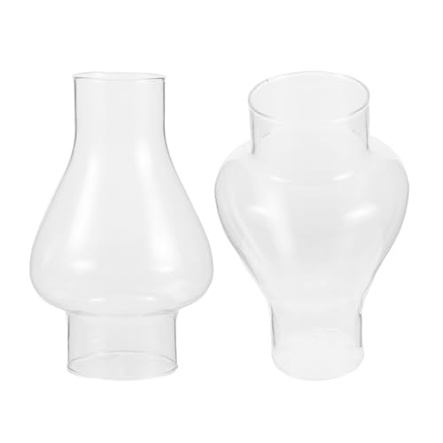 Glass Oil Lamp Chimney Replacement Shade 2pcs for Vintage Lanterns