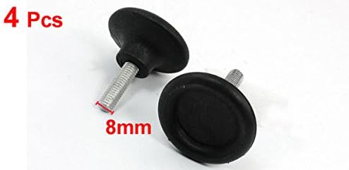 Sourcingmap 4 Pcs 45mm Length 8mm Adjustable Threaded Cabinet Table Bed Glide Feet, Black,silver, 45 x 43mm - Image 3