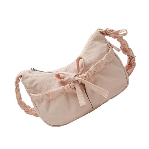 Elegant Butterfly Bows Nylon Shoulder Bag Lightweight Dumpling Purse Crossbody Purses for Women