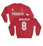 Tutiinca Turkiye Arda Guler 8 Soccer Inspired Jersey Style Unisex Crewneck Sweatshirt (Red, Large)