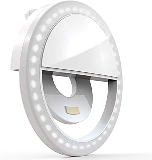 Auxiwa Clip on Selfie Ring Light [Rechargeable Battery] with 36 LED for Smart