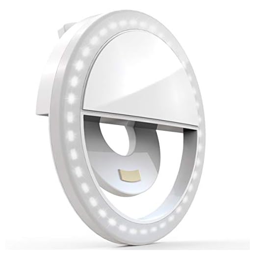 Auxiwa Clip on Selfie Ring Light [Rechargeable Battery] with 36 LED for Smart Phone Camera Round Shape, White