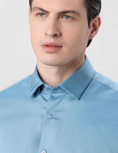 Image of Symbol Premium Men's Slim Fit Satin Formal /Dress Shirt | 100% Cotton | Soft & Lustrous Finish | Available in Plus Sizes