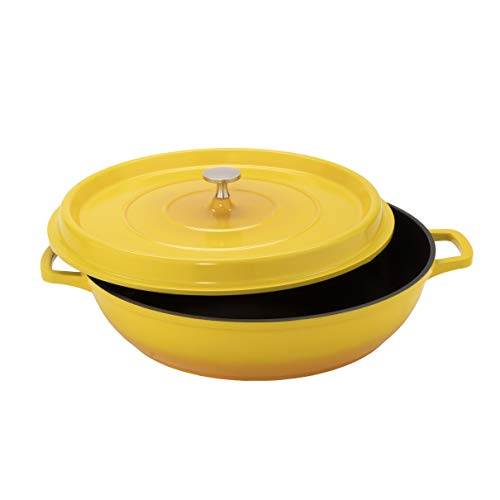 G.e.t. Ca-008-Y/Bk Heiss Lightweight Cast Aluminum Braiser Pan/Casserole Dish, 4.5 Quart, Yellow #TOP7