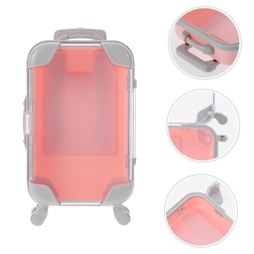 Image of Kids Transparent Toy Suitcase with Wheels & Handle - Mini Travel Luggage Trolley for Lashes and Candy Doll Travel Set