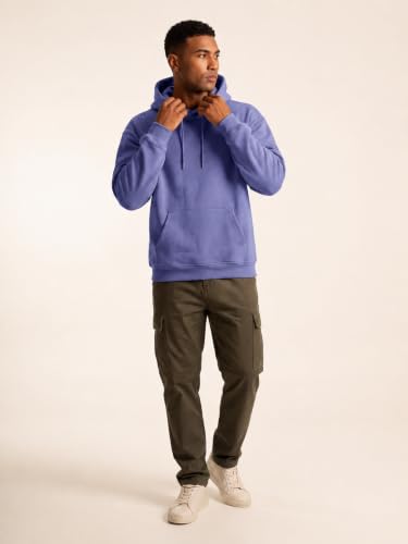 Image of JMIERR Mens Fleece Lined Oversized Hoodie Pullover Sweatshirts | Fall Winter Cozy fleece-lined pullover, adjustable drawstring hood, kangaroo pocket, regular fit, machine wash