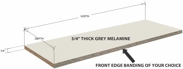 Melamine Cabinet-Closet Shelf - Custom Order (12 Inch Depth, 34 Inch Length)