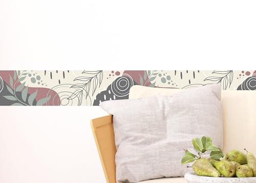 AG Design Selbstklebende Bordüre Abstraktion, AWB 8428 | Wasserfest Dekoration für Wände, Möbel, Tapeten, Wandverkleidungen und Türen, Folie, Mehrfarbig | Breite 500 cm x Höhe 13.8 cm