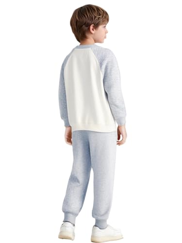 Image of YiZYiF Kids 2piece Running Biking Outdoor Activewear Set Boys Girls Color Block Sweatshirts And Jogger Pants Set