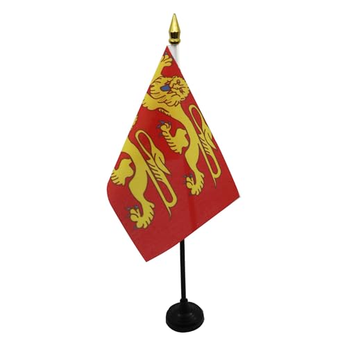 AZ FLAG - Mini Drapeau Basse-Normandie De Table - 15x10 cm - Drapeau Bas-Normand De Bureau 100% Polyester Avec Hampe Pointe Dorée 25cm