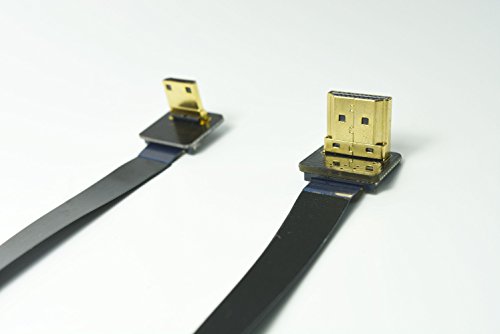 Short Slim Mini Hdmi Flat Hdmi Fpv Hdmi Fpc Hdmi Cable Mini Hdmi 90 Degree To Standard Hdmi 90 Up For Brushless Gimbal Handhold Gimbal Dsrl Gimbal Fpv Drone Rig Black 20Cm #TOP5