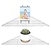 evron Corner Mounting Shelf Set of 2 – Easy to Install Floating Wall Shelves with Wood Grain Finish, Durable and Waterproof ABS Plastic for Kitchen, Bathroom, Living Room Home Décor (Clear)